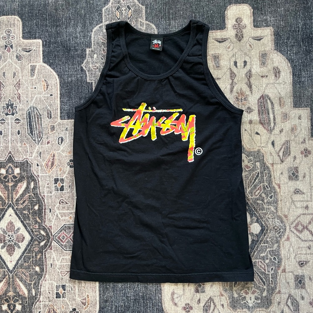 Stussy Black Tank with Red Logo